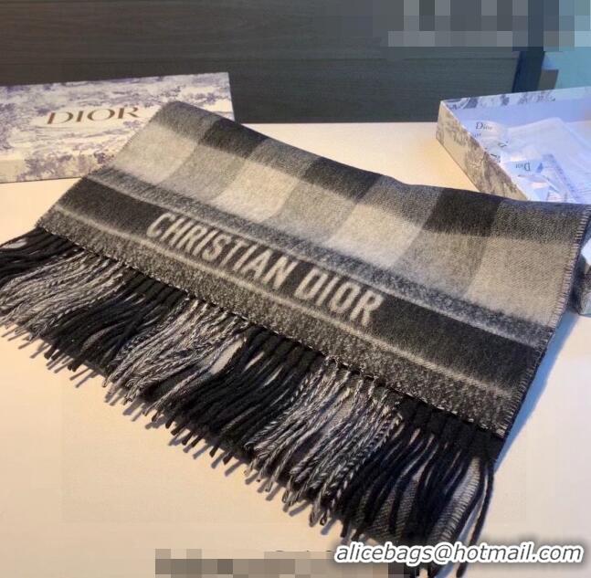 Unique Style Dior Cashmere Check Scarf Dr09051 Grey 2023