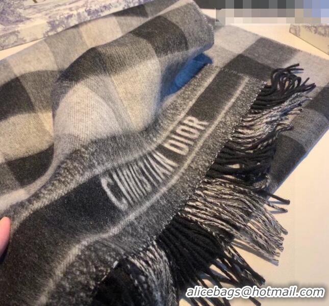 Unique Style Dior Cashmere Check Scarf Dr09051 Grey 2023