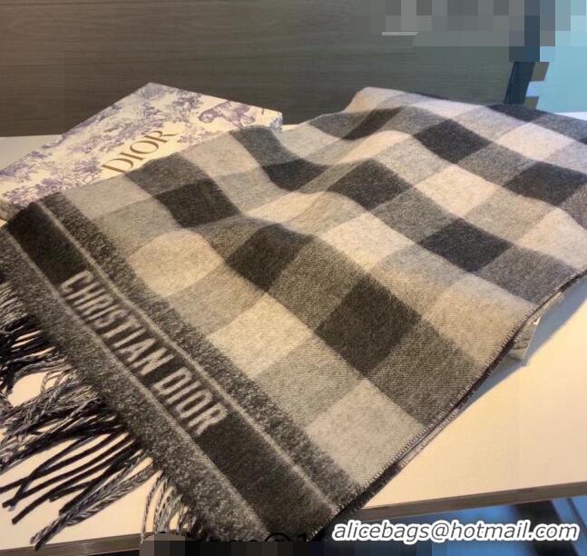 Unique Style Dior Cashmere Check Scarf Dr09051 Grey 2023