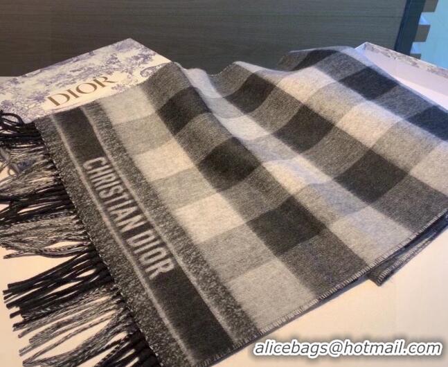 Unique Style Dior Cashmere Check Scarf Dr09051 Grey 2023