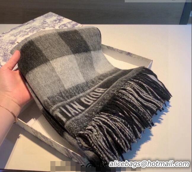 Unique Style Dior Cashmere Check Scarf Dr09051 Grey 2023