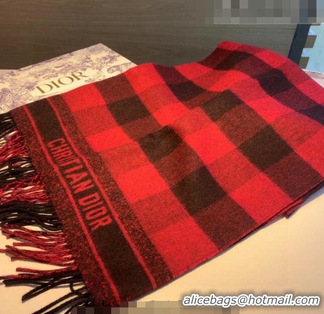 Top Quality Dior Cashmere Check Scarf DR09051 Red 2023