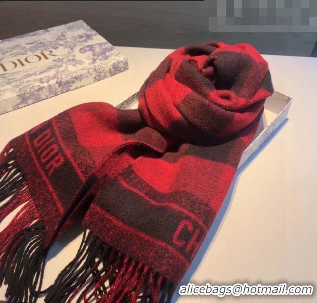 Top Quality Dior Cashmere Check Scarf DR09051 Red 2023