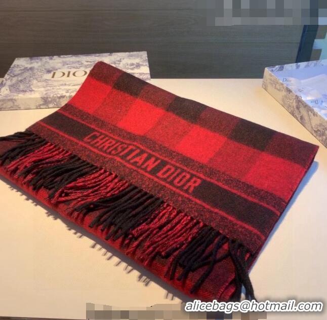 Top Quality Dior Cashmere Check Scarf DR09051 Red 2023