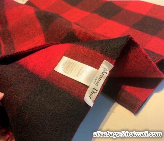 Top Quality Dior Cashmere Check Scarf DR09051 Red 2023