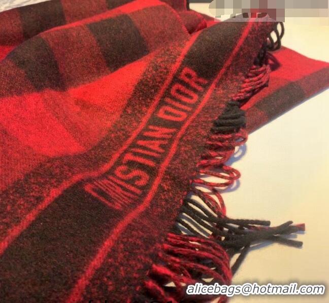 Top Quality Dior Cashmere Check Scarf DR09051 Red 2023