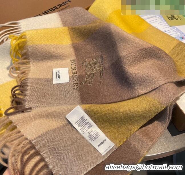 Top Grade Burberry Cashmere Long Scarf 30x180cm BR09051 Yellow 2023