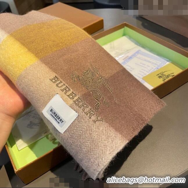 Top Grade Burberry Cashmere Long Scarf 30x180cm BR09051 Yellow 2023