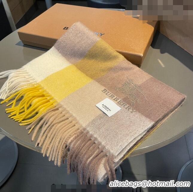 Top Grade Burberry Cashmere Long Scarf 30x180cm BR09051 Yellow 2023