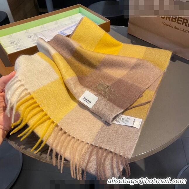 Top Grade Burberry Cashmere Long Scarf 30x180cm BR09051 Yellow 2023