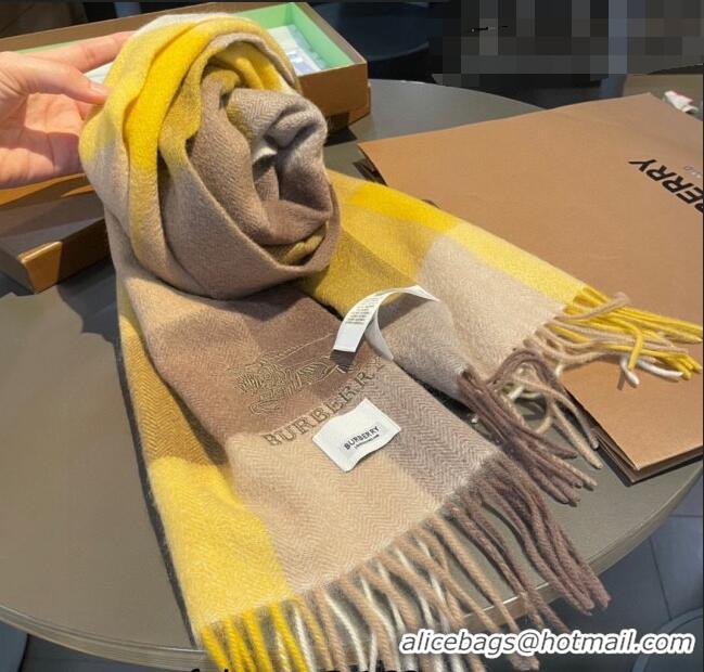 Top Grade Burberry Cashmere Long Scarf 30x180cm BR09051 Yellow 2023