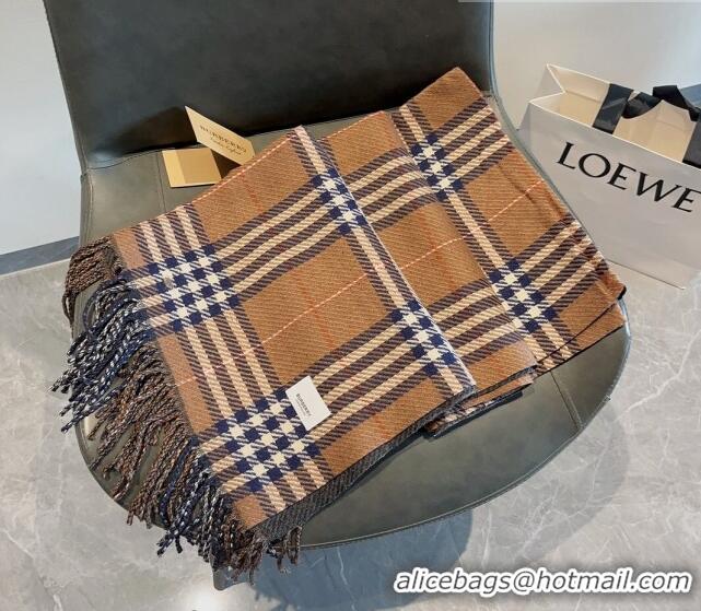 New Style Burberry Check Long Scarf 70x185cm BR09054 Brown 2023