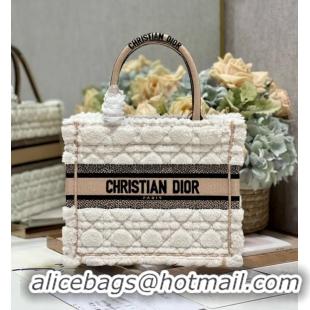 Famous Brand SMALL DIOR BOOK TOTE Ice Cannage Shearling M1296ZRG