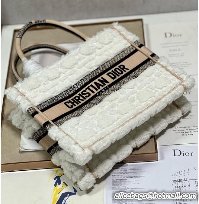 Famous Brand SMALL DIOR BOOK TOTE Ice Cannage Shearling M1296ZRG