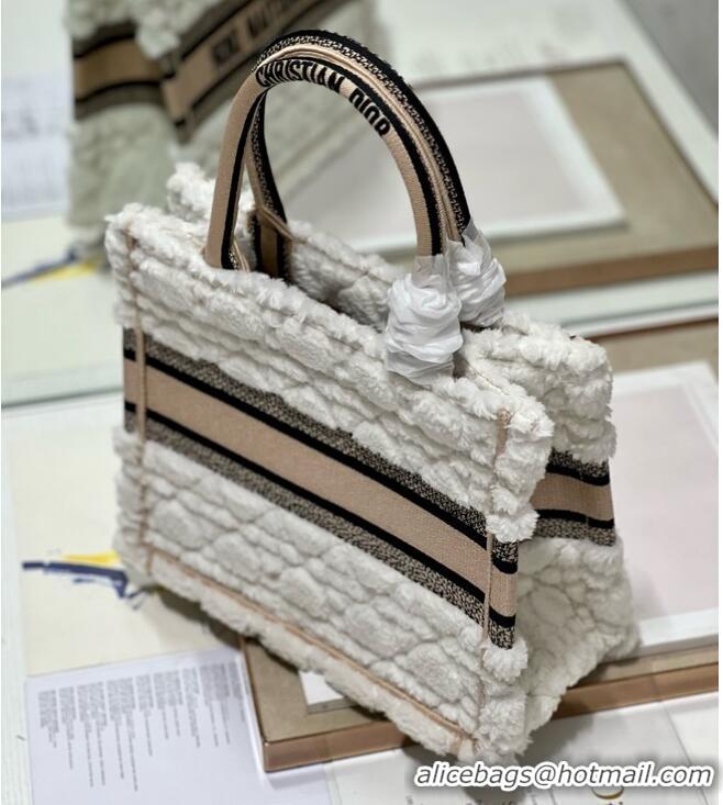 Famous Brand SMALL DIOR BOOK TOTE Ice Cannage Shearling M1296ZRG