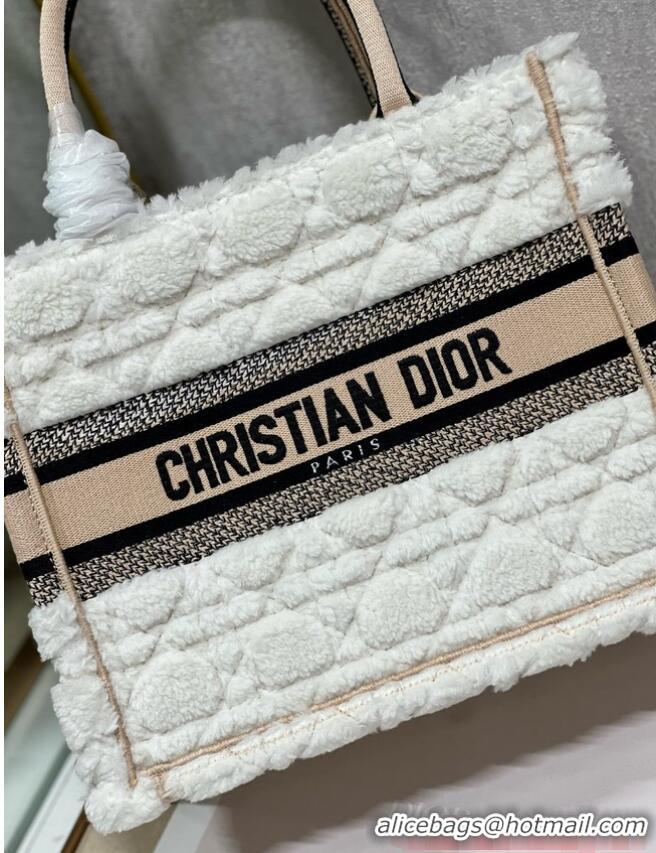 Famous Brand SMALL DIOR BOOK TOTE Ice Cannage Shearling M1296ZRG