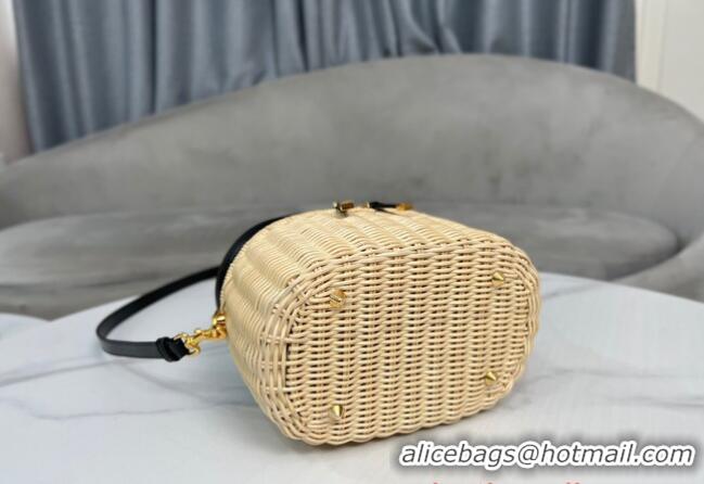 Promotional SMALL CD SIGNATURE VANITY CASE Natural Wicker and Blue Dior Oblique Jacquard S2203UTZQ