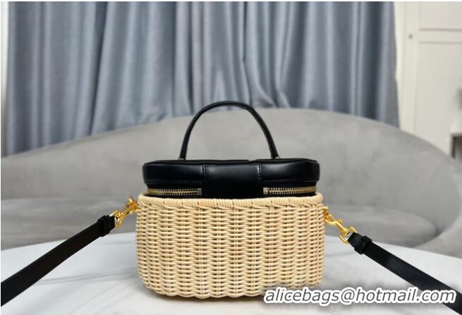 Promotional SMALL CD SIGNATURE VANITY CASE Natural Wicker and Blue Dior Oblique Jacquard S2203UTZQ