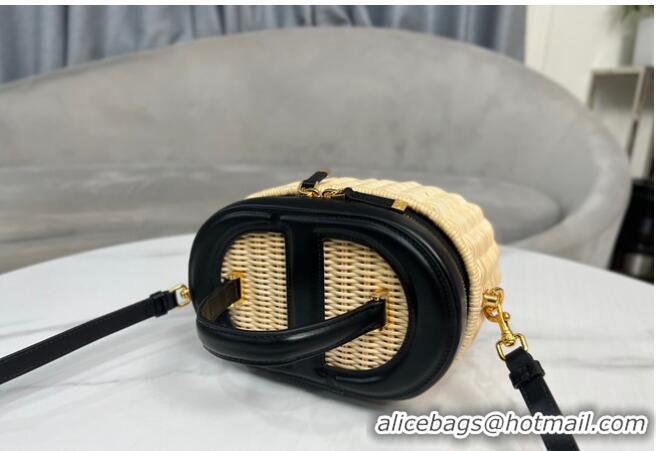 Promotional SMALL CD SIGNATURE VANITY CASE Natural Wicker and Blue Dior Oblique Jacquard S2203UTZQ