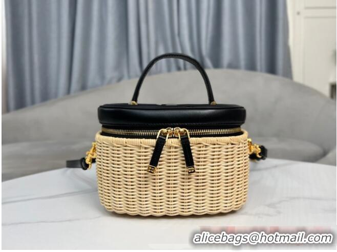 Promotional SMALL CD SIGNATURE VANITY CASE Natural Wicker and Blue Dior Oblique Jacquard S2203UTZQ