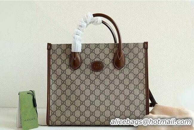 Famous Brand Gucci Small tote with Interlocking G 659983 Brown