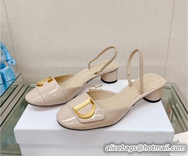 Sumptuous Dior C'est Dior Slingback Pumps 3.5cm in Patent Calfskin Nude 620034