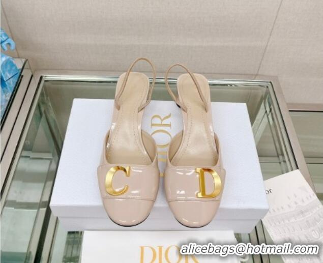 Sumptuous Dior C'est Dior Slingback Pumps 3.5cm in Patent Calfskin Nude 620034