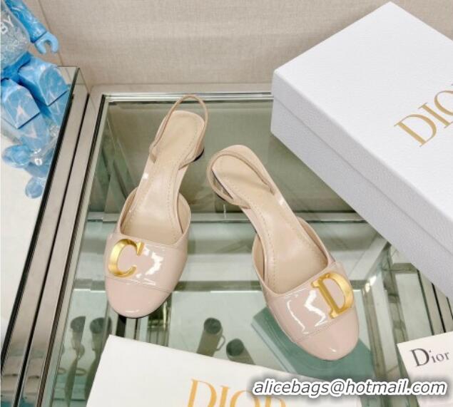 Sumptuous Dior C'est Dior Slingback Pumps 3.5cm in Patent Calfskin Nude 620034