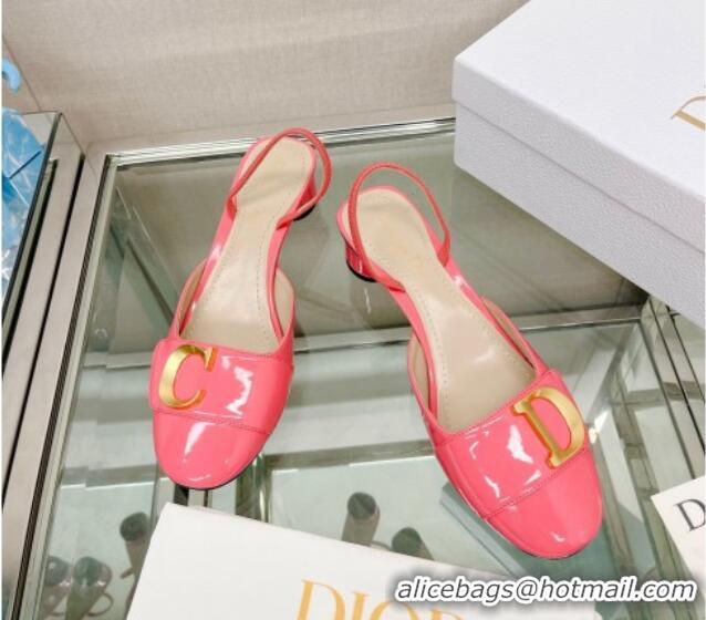 Luxury Dior C'est Dior Slingback Pumps 3.5cm in Patent Calfskin Pink 620035