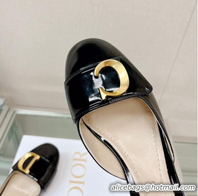 Fashion Luxury Dior C'est Dior Slingback Pumps 3.5cm in Patent Calfskin Black 620036