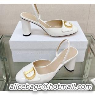 Fashion Dior C'est Dior Slingback Pumps 8cm in Patent Calfskin White 620037