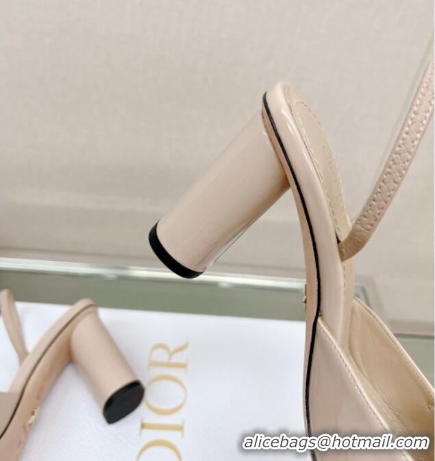 Stylish Dior C'est Dior Slingback Pumps 8cm in Patent Calfskin Nude 620038