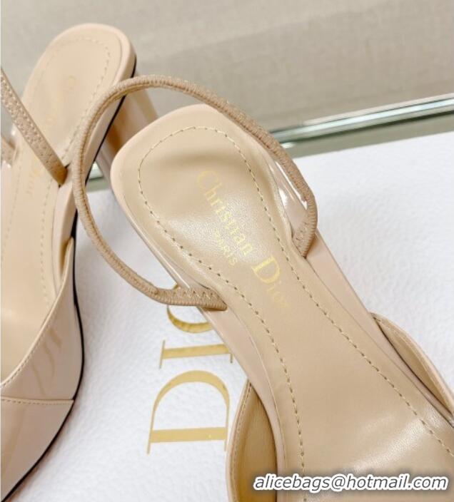 Stylish Dior C'est Dior Slingback Pumps 8cm in Patent Calfskin Nude 620038