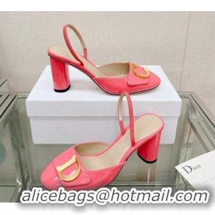 Duplicate Dior C'est Dior Slingback Pumps 8cm in Patent Calfskin Pink 620039