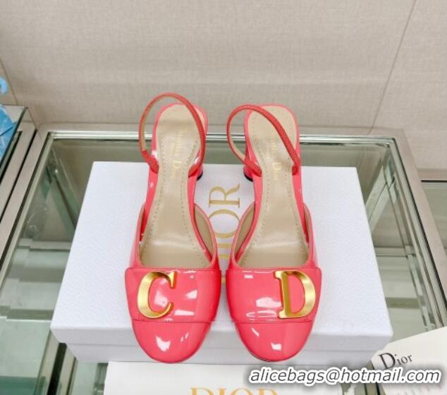 Duplicate Dior C'est Dior Slingback Pumps 8cm in Patent Calfskin Pink 620039