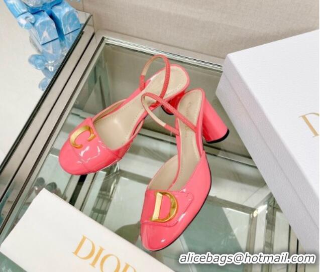 Duplicate Dior C'est Dior Slingback Pumps 8cm in Patent Calfskin Pink 620039