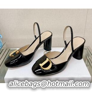 Stylish Dior C'est Dior Slingback Pumps 8cm in Patent Calfskin Black 620040