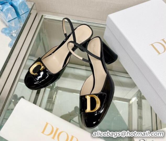 Stylish Dior C'est Dior Slingback Pumps 8cm in Patent Calfskin Black 620040