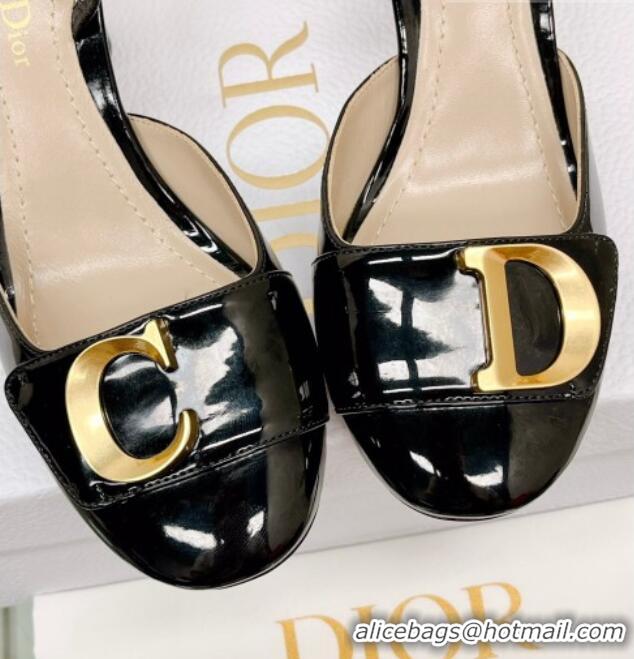 Stylish Dior C'est Dior Slingback Pumps 8cm in Patent Calfskin Black 620040