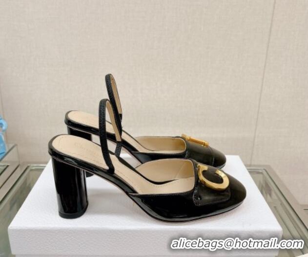 Stylish Dior C'est Dior Slingback Pumps 8cm in Patent Calfskin Black 620040