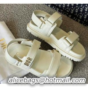 Top Design Dior DiorAct Calfskin Flat Strap Sandals White 362022