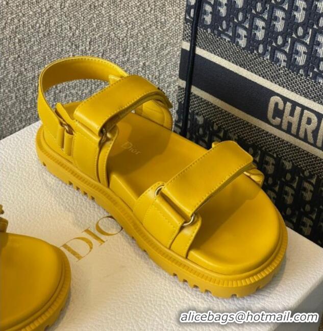 Grade Dior DiorAct Calfskin Flat Strap Sandals Yellow 362021