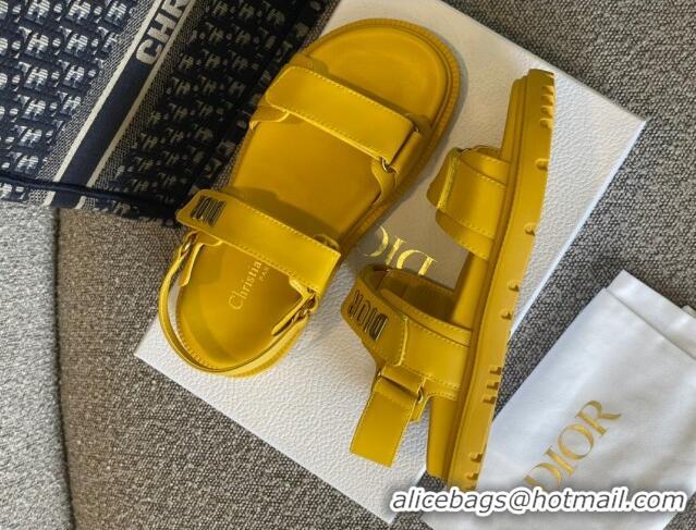 Grade Dior DiorAct Calfskin Flat Strap Sandals Yellow 362021