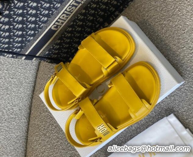 Grade Dior DiorAct Calfskin Flat Strap Sandals Yellow 362021