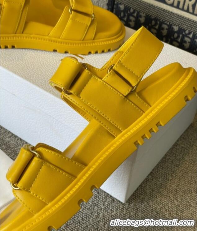 Grade Dior DiorAct Calfskin Flat Strap Sandals Yellow 362021