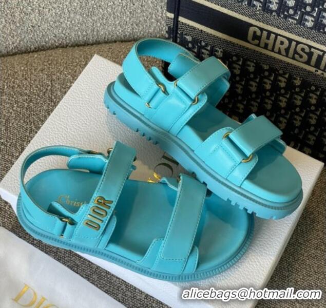 Big Discount Dior DiorAct Calfskin Flat Strap Sandals Blue 362020