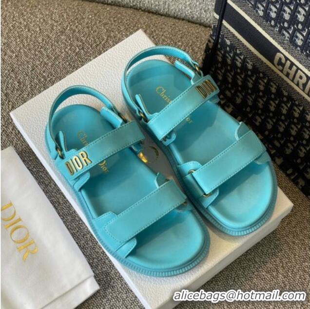 Big Discount Dior DiorAct Calfskin Flat Strap Sandals Blue 362020