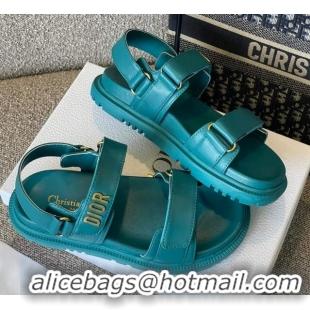 Lower Price Dior DiorAct Calfskin Flat Strap Sandals Blue 362019