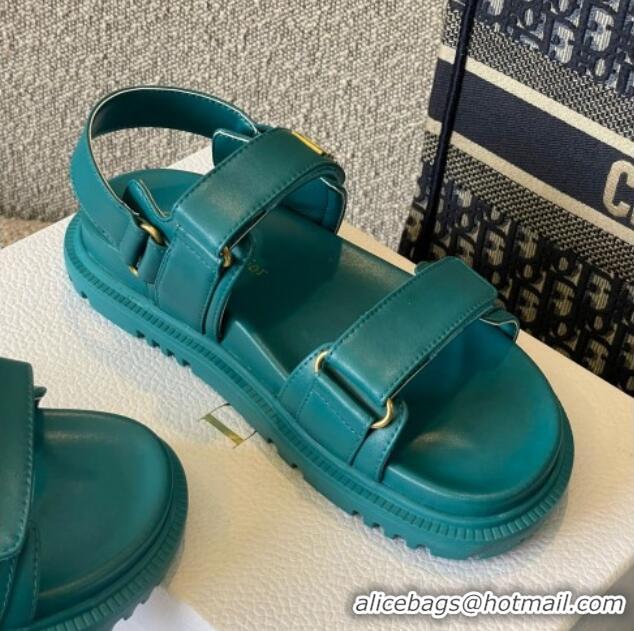 Lower Price Dior DiorAct Calfskin Flat Strap Sandals Blue 362019