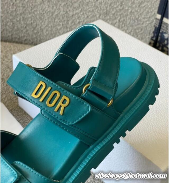 Lower Price Dior DiorAct Calfskin Flat Strap Sandals Blue 362019